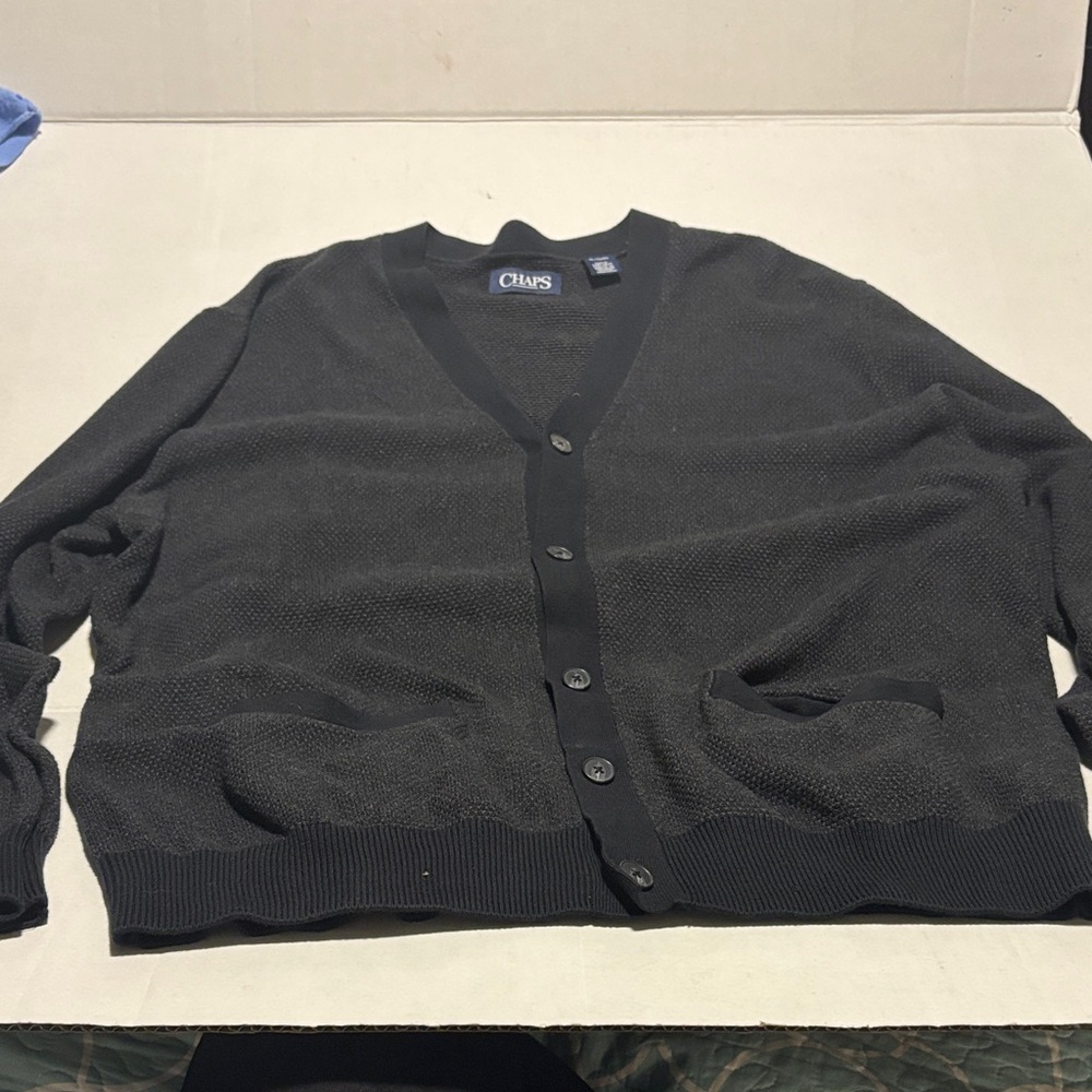 Chaps Men's Charcoal Cardigan Sweater